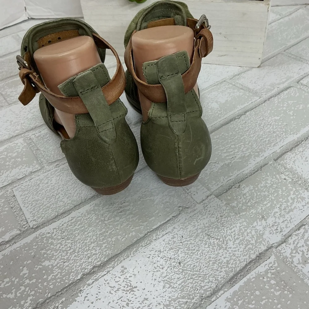 Miz Mooz Olive Green Sandals with Cutout and Stud Detail